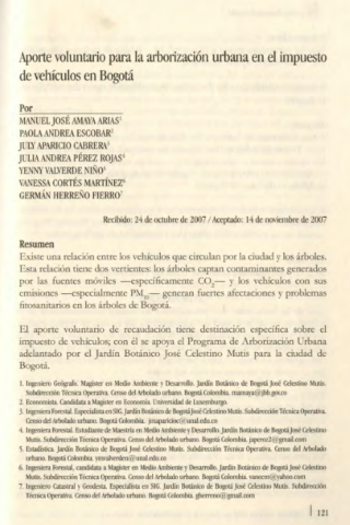 Portada artículo PA_No_18 Aporte voluntario para la arborización urbana en el impuesto de vehículos en Bogotá