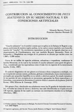 Portada artículo PA_No_1_1985_Contribucion-conocimiento-Ficus soatensis_E.Barrera-y-F.Sanchez