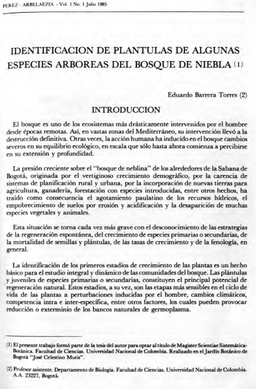 Portada artículo PA_No. 1_1985-Plantulas-especies-arboreas-Bosque-de-niebla_E.Barrera