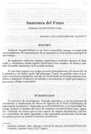 Portada artículo PA_No_6-7_1988 Anatomía del fruto de Solanum sisymbriiifolium Lam.