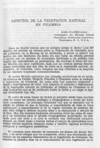 Portada artículo PA_No_8_1989 Aspectos de la vegetación natural en Colombia