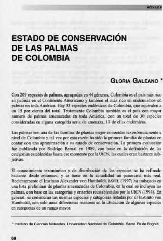 Portada artículo PA_No_11_2000 Estado de conservación de las palmas de Colombia