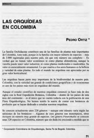 Portada artículo PA_No_11_2000 Las orquídeas de Colombia
