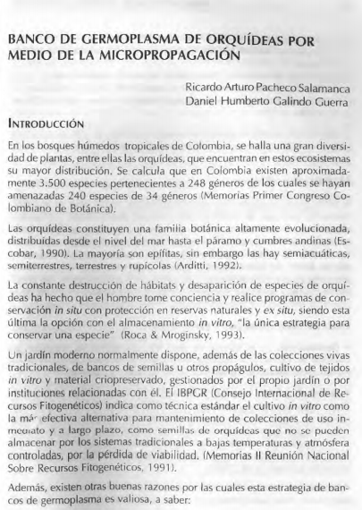 Portada artículo PA_No_12_2001 Banco de germoplasma de orquídeas por medio de la micropropagación