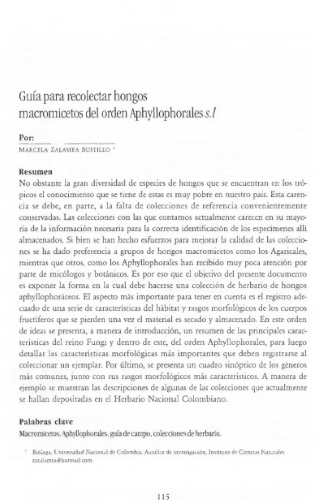 Portada artículo PA_No_13_2002 Guía para recolectar hongos macromicetos del orden Aphyllophorales s.l.